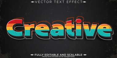 Yaratıcı metin efekti, düzenlenebilir vintage ve cool metin biçimi