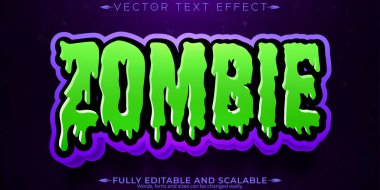 Düzenlenebilir metin efekti zombi, 3 boyutlu korku ve korkunç yazı tipi