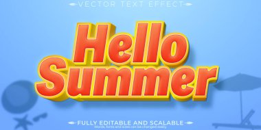 Yaz metni efekti, düzenlenebilir güneşli ve plaj yazı tipi