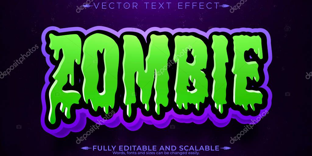Editable text effect zombie, 3d horror and scary font style