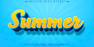 Yaz metni efekti, düzenlenebilir güneşli ve plaj yazı tipi