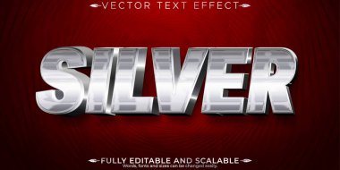 Gümüş metalik metin efekti, düzenlenebilir sinema ve demir metin tarzı