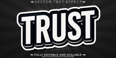 Güven metin efekti, düzenlenebilir modern harf yazı tipi arşivi