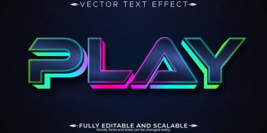 Oyun oynatma düzenlenebilir metin efekti, rgb ve neon metin biçimi