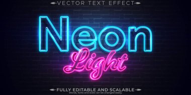 Neon ışığı metin efekti, düzenlenebilir retro ve parlayan metin biçimi