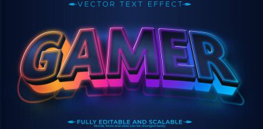 Oyuncu metin efekti, düzenlenebilir esport ve neon metin biçimi