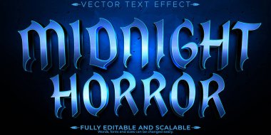 Gece yarısı korku metni efekti, düzenlenebilir mahsul ve korkutucu metin ambarı