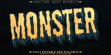 Canavar korku metni efekti, düzenlenebilir vintage ve korkutucu metin styl