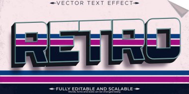 Retro etiket metin efekti, düzenlenebilir 70 'ler ve 80' ler metin biçimi
