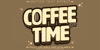Retro vintage kahve metni efekti, düzenlenebilir 70 'ler ve 80' ler metin stili
