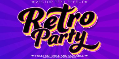Retro klasik metin efekti, düzenlenebilir 70 'ler ve 80' ler metin biçimi