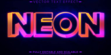 Neon ışığı metin efekti, düzenlenebilir retro ve parlayan metin biçimi