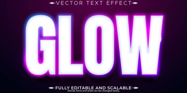 Neon ışığı metin efekti, düzenlenebilir retro ve parlayan metin biçimi
