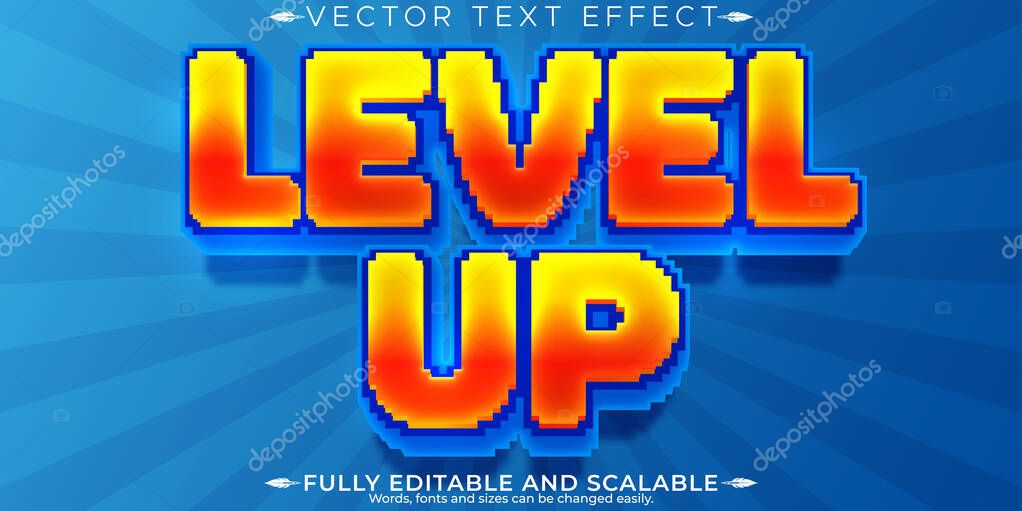 Arcade game text effect, editable gaming and retro customizable