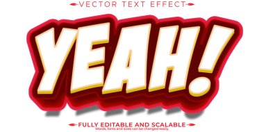 Evet, komik metin efekti, düzenlenebilir çizgi film ve çocuklar yazı stili.