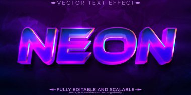Neon ışığı metin efekti, düzenlenebilir retro ve parlayan metin biçimi
