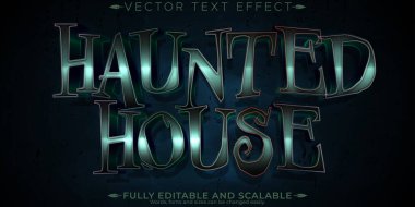 Lanetli korku metni efekti, düzenlenebilir korkunç ve cadılar bayramı mesajı.