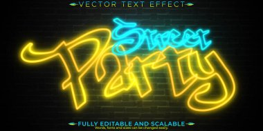 Neon ışığı metin efekti, düzenlenebilir retro ve parlayan metin biçimi