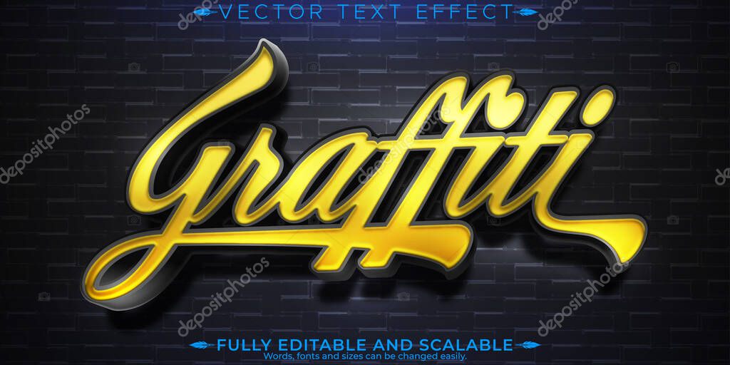 Graffiti text effect, editable spray and paint text style