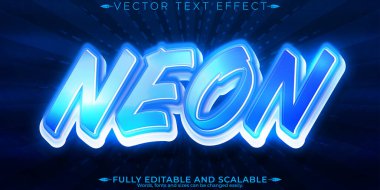 Neon ışığı metin efekti, düzenlenebilir retro ve parlayan metin biçimi