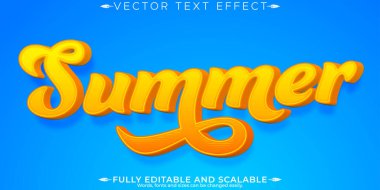 Yaz tatili metin efekti, düzenlenebilir seyahat ve plaj yazı stili