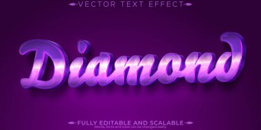 Elmas zarif metin efekti, düzenlenebilir parlak ve mor metin stili