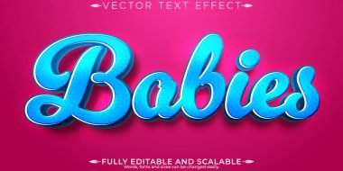 Bebek doğum günü mesajı efekti, düzenlenebilir düğün ve yumuşak metin tarzı