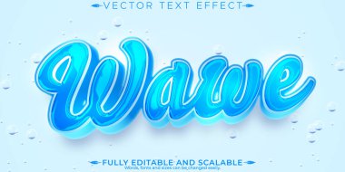 Dalga suyu metin efekti, düzenlenebilir mavi ve sıvı metin biçimi