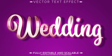 Evlilik metni efekti, düzenlenebilir gelin ve zarif metin.