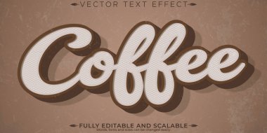 Düzenlenebilir metin efekti kahve, 3d vintage ve retro font biçimi