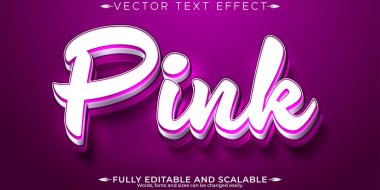 Düzenlenebilir metin efekti pembe, 3D kız ve yumuşak yazı tipi