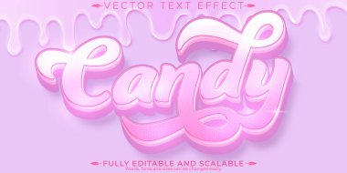 Şeker metin efekti, düzenlenebilir pembe ve yumuşak metin biçimi