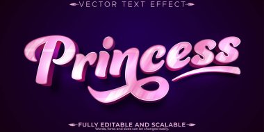 Prenses metin efekti, düzenlenebilir kraliçe ve pembe metin biçimi