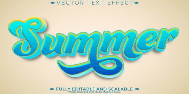 Yaz metni efekti, düzenlenebilir plaj ve tatil metni tarzı