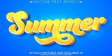 Yaz metni efekti, düzenlenebilir güneşli ve plaj yazı tipi