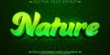 Doğal yeşil metin efekti, düzenlenebilir organik rozet ve çiftlik metinleri.