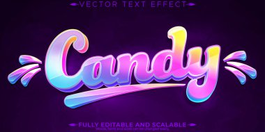 Şekerleme renkli metin efekti, düzenlenebilir gökkuşağı ve şeker yazı tipi stili