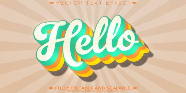 Retro, klasik metin efekti, düzenlenebilir 70 'ler ve 80' ler metin biçimi