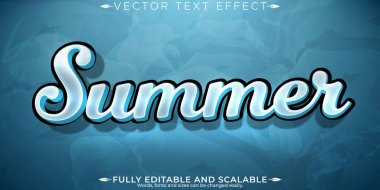 Yaz metni efekti, düzenlenebilir plaj ve seyahat tarzı