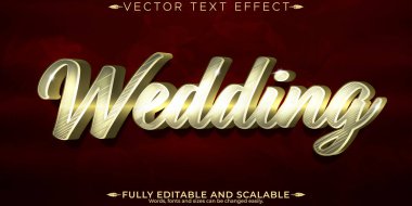 Düzenlenebilir metin efekti düğünü, 3D lüks ve evlilik yazı tipi