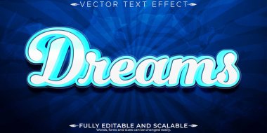 Düzenlenebilir metin efekti, 3d mavi ve gece yazı tipi