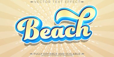 Yaz plajı metin efekti, düzenlenebilir modern harf tipografisi