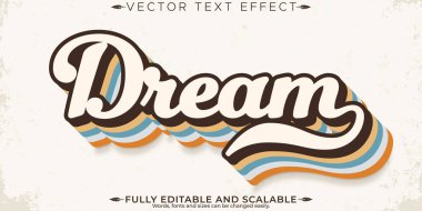 Retro, klasik metin efekti, düzenlenebilir modern harf tipografisi