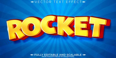 Roket çizgi film metin efekti, düzenlenebilir çizgi roman ve komik metin biçimi