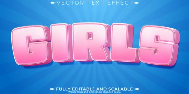Kızlar pembe metin efekti, düzenlenebilir ışık ve yumuşak metin biçimi