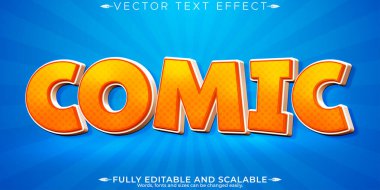 Çizgi film turuncu metin efekti, düzenlenebilir çizgi roman ve komik metin tarzı