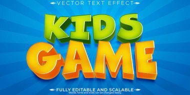 Çocuklar oyun metin efekti; düzenlenebilir çizgi film ve komik metin biçimi