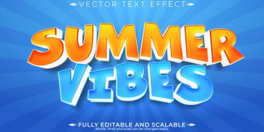 Yaz titreşimleri metin efekti, düzenlenebilir plaj ve güneş yazı stili
