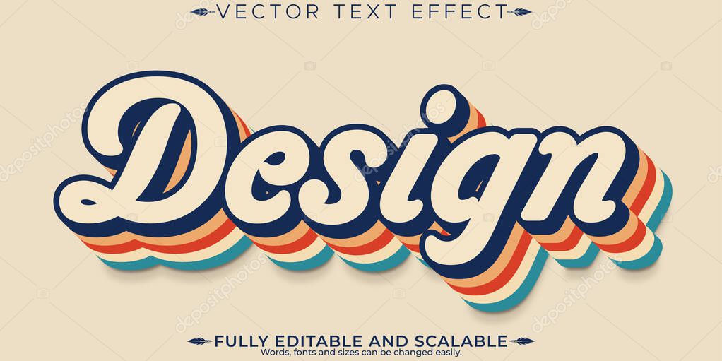 Retro, vintage text effect, editable modern lettering typography