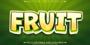 Meyve sebze metni efekti, düzenlenebilir doğal ve taze metin ambarı